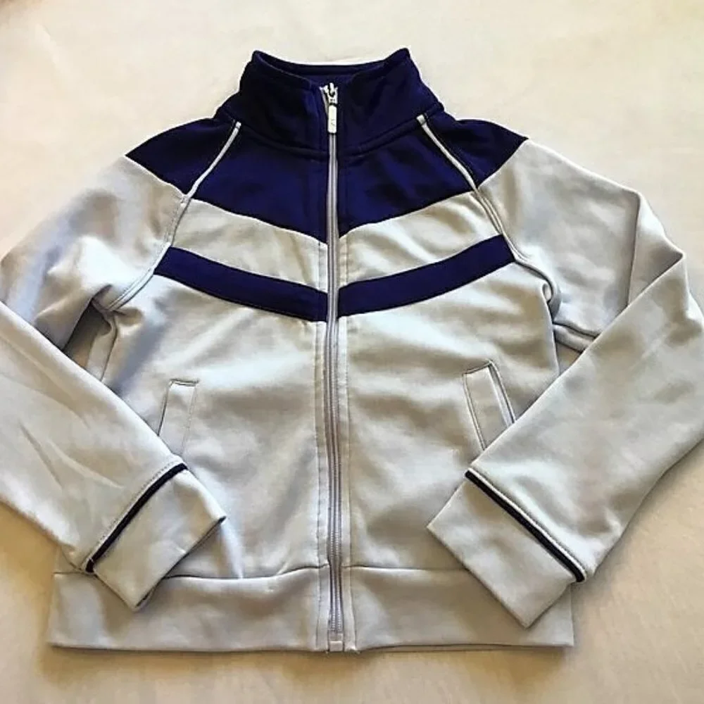 Danskin Now Kids Unisex Colorblock Track Jacket | Blue & Gray | Size 6/6X